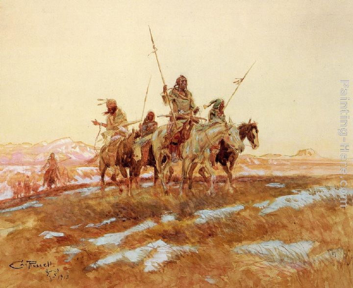 Piegan Hunting Party painting - Charles Marion Russell Piegan Hunting Party art painting